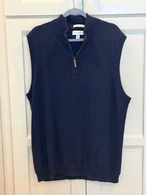 John W. Nordstrom 100% Cashmere Quarter-Zip Sweater Vest Navy XXL